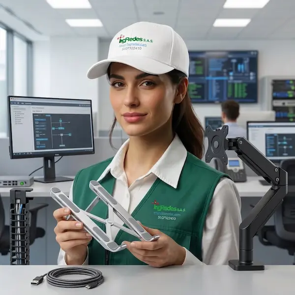 Brazos para monitor y bases ergonómicas para portátiles de oficina - Ingredes S.A.S.