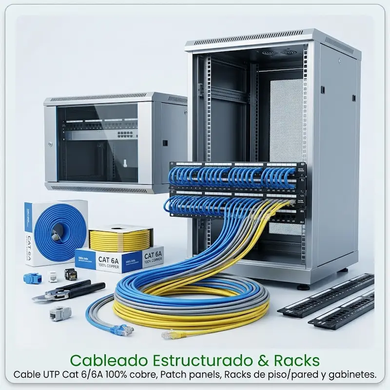 Soluciones de cableado estructurado Cat 6 Cat 6A cobre patch panels y racks de comunicaciones Ingredes SAS