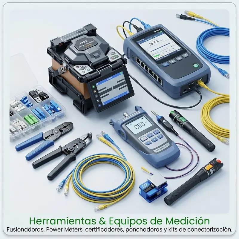 Herramientas de red y equipos de medición fusionadoras power meters certificadores y ponchadoras Ingredes SAS